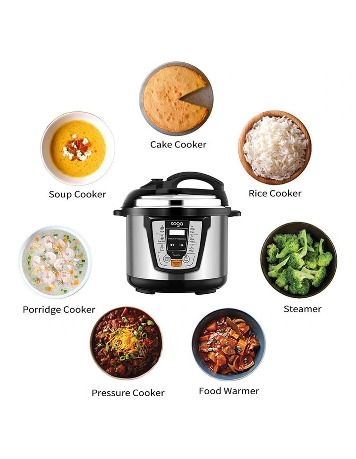 SOGA 2X Electric Stainless Steel Pressure Cooker 12L 1600W Multicooker 16 image 2