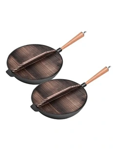 SOGA 2X 31cm Commercial Cast Iron Wok