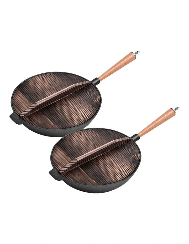 SOGA 2X 31cm Commercial Cast Iron Wok image 1