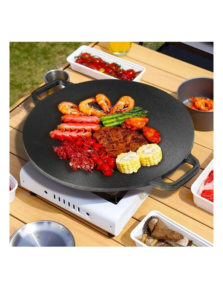 SOGA 2X 42x37cm Cast Iron Crpe Pan Pizza Pancake Baking Plate image 2