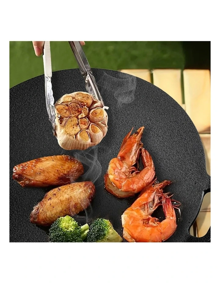 SOGA 2X 42x37cm Cast Iron Crpe Pan Pizza Pancake Baking Plate image 3