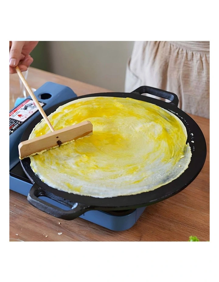 SOGA 2X 42x37cm Cast Iron Crpe Pan Pizza Pancake Baking Plate image 4