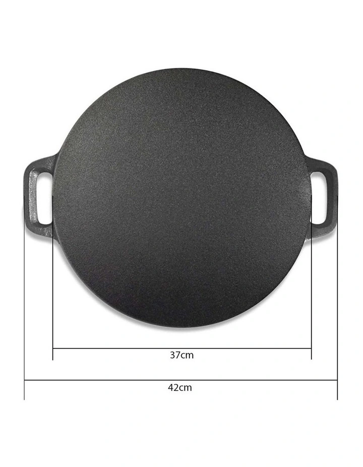 SOGA 2X 42x37cm Cast Iron Crpe Pan Pizza Pancake Baking Plate image 5