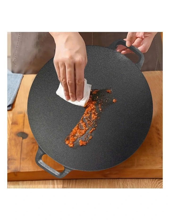 SOGA 2X 42x37cm Cast Iron Crpe Pan Pizza Pancake Baking Plate image 6