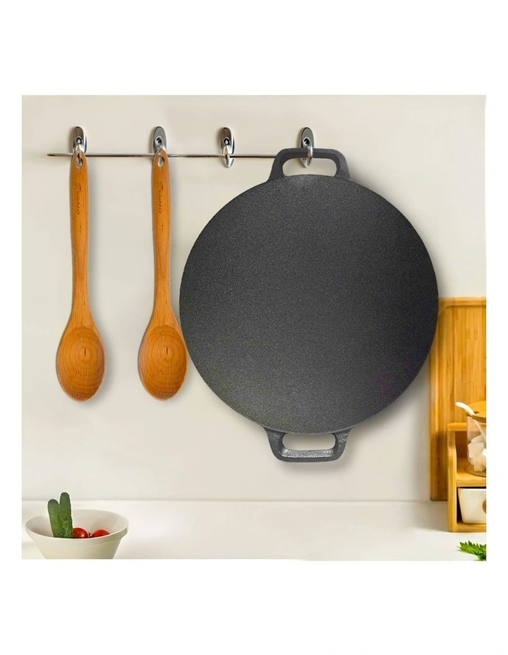 SOGA 2X 42x37cm Cast Iron Crpe Pan Pizza Pancake Baking Plate image 7