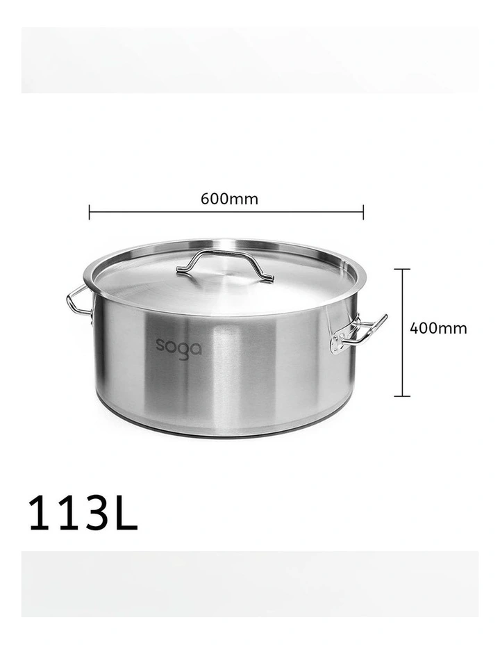SOGA 18/10 Stainless 113L Steel Stock Pot image 2