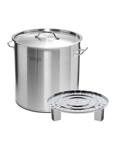 SOGA Stainless Steel 50L Stock Pot with Single Steamer Rack Insert