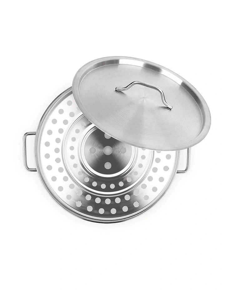 SOGA Stainless Steel 50L Stock Pot with Single Steamer Rack Insert image 3