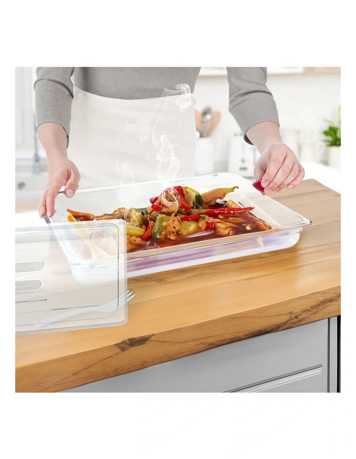 SOGA 65mm Clear Gastronorm GN Pan 1/1 Food Tray Storage with Lid image 6