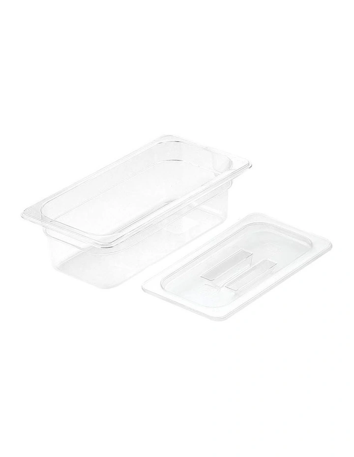 SOGA 100mm Clear Gastronorm GN Pan 1/3 Food Tray Storage with Lid image 1