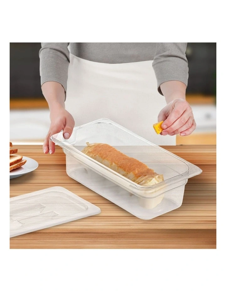 SOGA 100mm Clear Gastronorm GN Pan 1/3 Food Tray Storage with Lid image 5