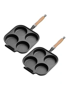 SOGA 2X Cast Iron 4-Mould Egg Pancake Frying Pan
