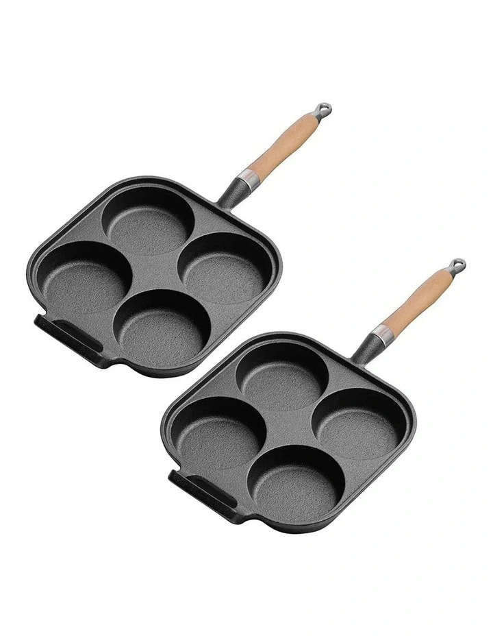 SOGA 2X Cast Iron 4-Mould Egg Pancake Frying Pan image 1