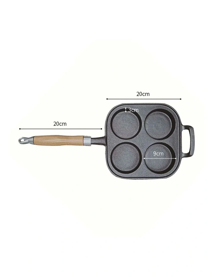SOGA 2X Cast Iron 4-Mould Egg Pancake Frying Pan image 7