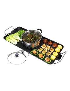 SOGA 68cm 2-in-1 Electric BBQ Grill Plate with Removable Stainless Steel Hot Pot