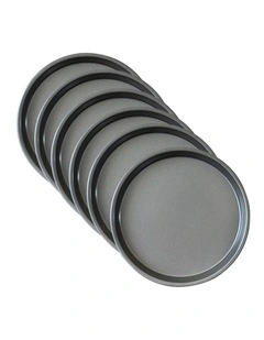 SOGA 6X 8-inch Round Black Steel Non-stick Pizza Tray Oven Baking Plate Pan