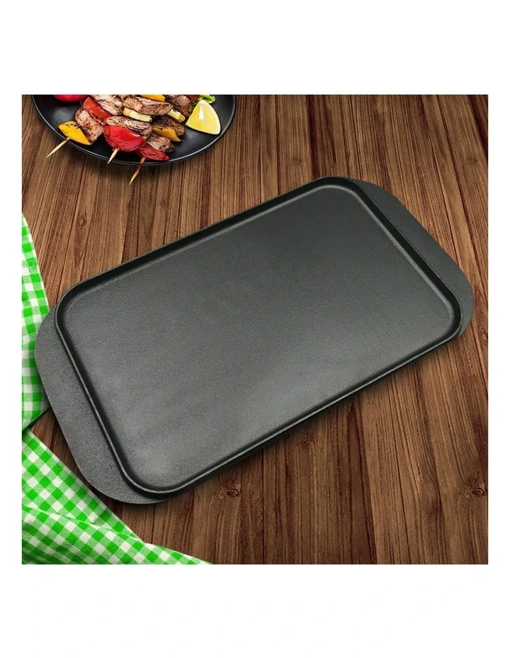 SOGA 2X 47cm Cast Iron Ridged Griddle Grill Plate image 6