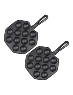 SOGA 2X 18cm Cast Iron Takoyaki Pan 12 Hole Octopus Ball Maker