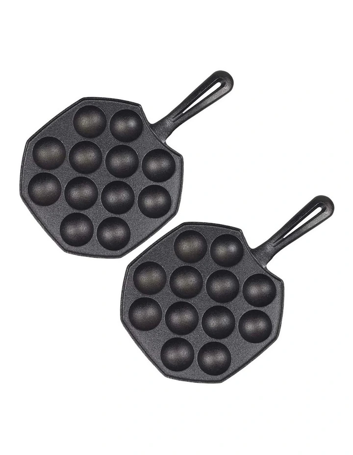 SOGA 2X 18cm Cast Iron Takoyaki Pan 12 Hole Octopus Ball Maker image 1
