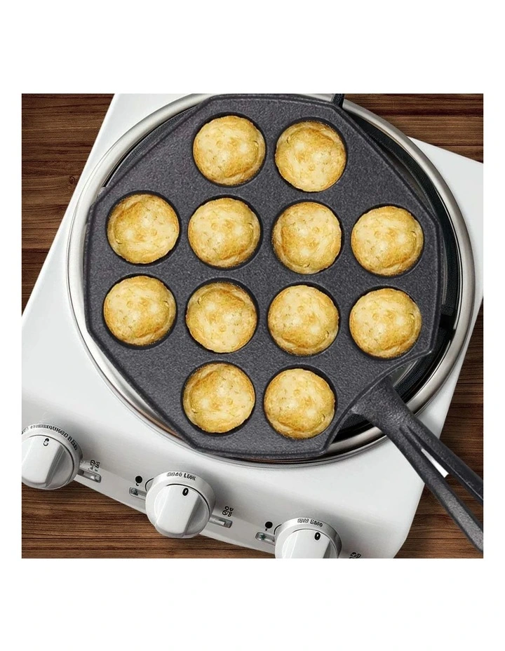 SOGA 2X 18cm Cast Iron Takoyaki Pan 12 Hole Octopus Ball Maker image 4