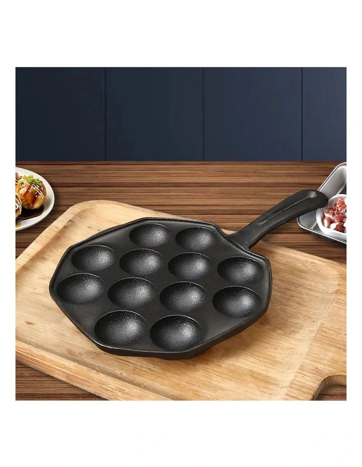 SOGA 2X 18cm Cast Iron Takoyaki Pan 12 Hole Octopus Ball Maker image 5