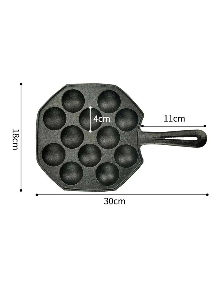 SOGA 2X 18cm Cast Iron Takoyaki Pan 12 Hole Octopus Ball Maker image 7