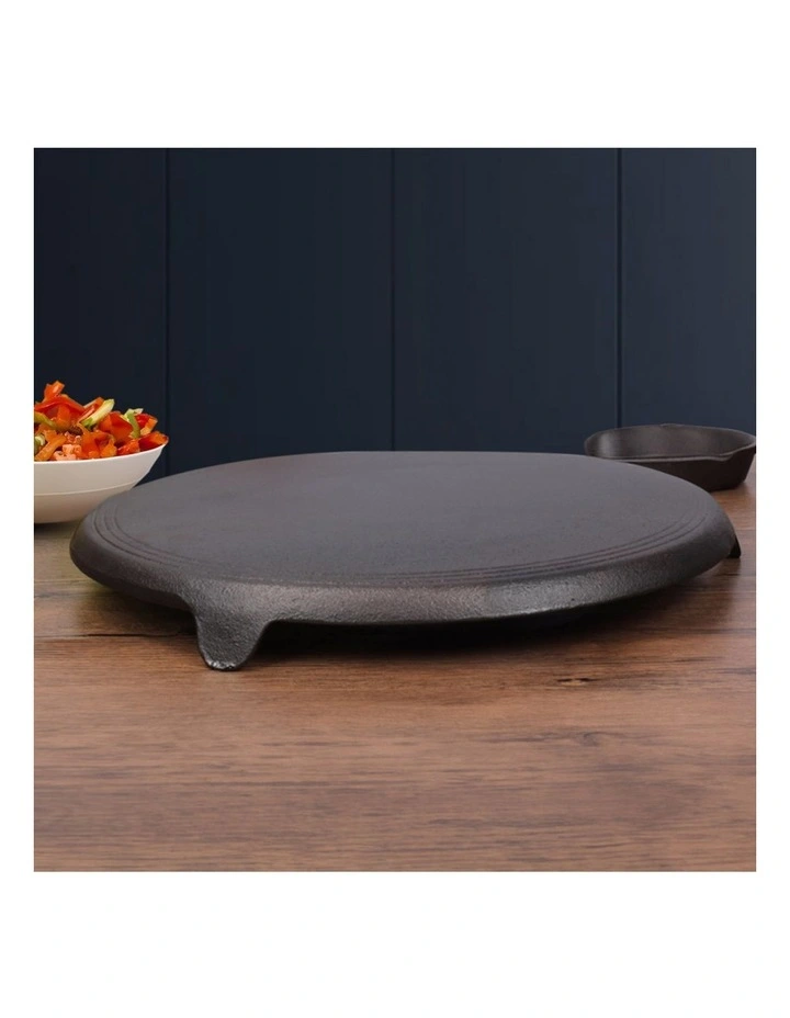 SOGA Reversible Round Cast Iron Crepe Pan 33cm image 7