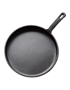 SOGA 26cm Round Cast Iron Frying Pan Skillet Griddle Sizzle Platter