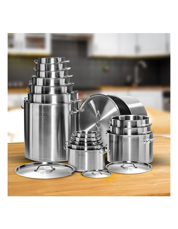 SOGA 18/10 Stainless Steel Stock Pot Set 32L & 98L image 6