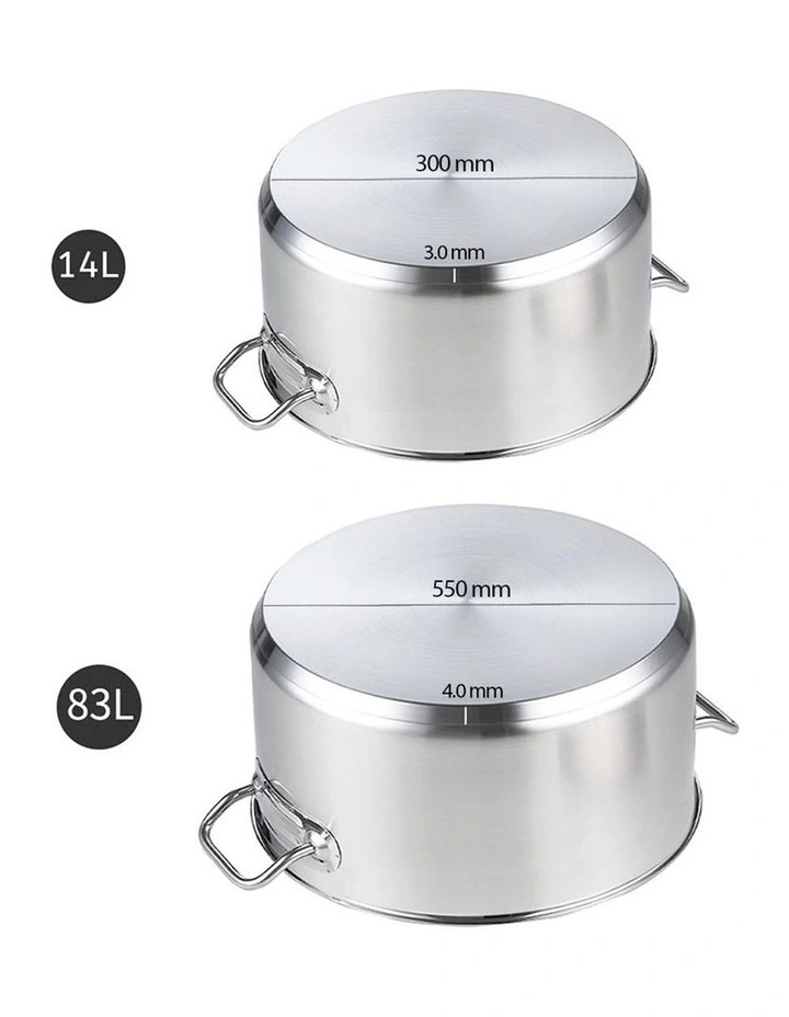 SOGA 18/10 Stainless Steel Stock Pot Set 14L & 83L image 5