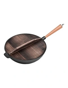 SOGA Commercial Cast Iron Wok Frying Pan 31cm