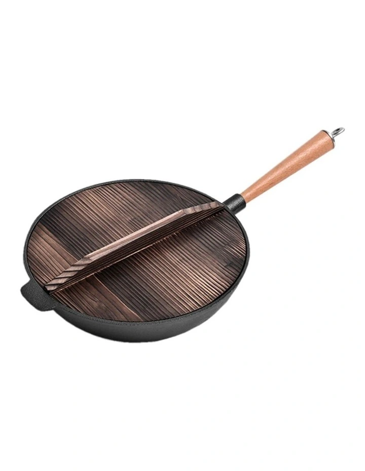 SOGA Commercial Cast Iron Wok Frying Pan 31cm image 1