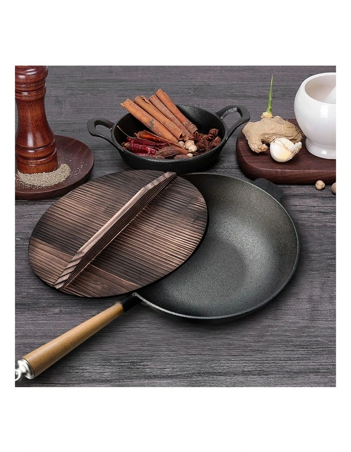SOGA Commercial Cast Iron Wok Frying Pan 31cm image 2