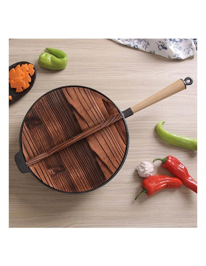 SOGA Commercial Cast Iron Wok Frying Pan 31cm image 3