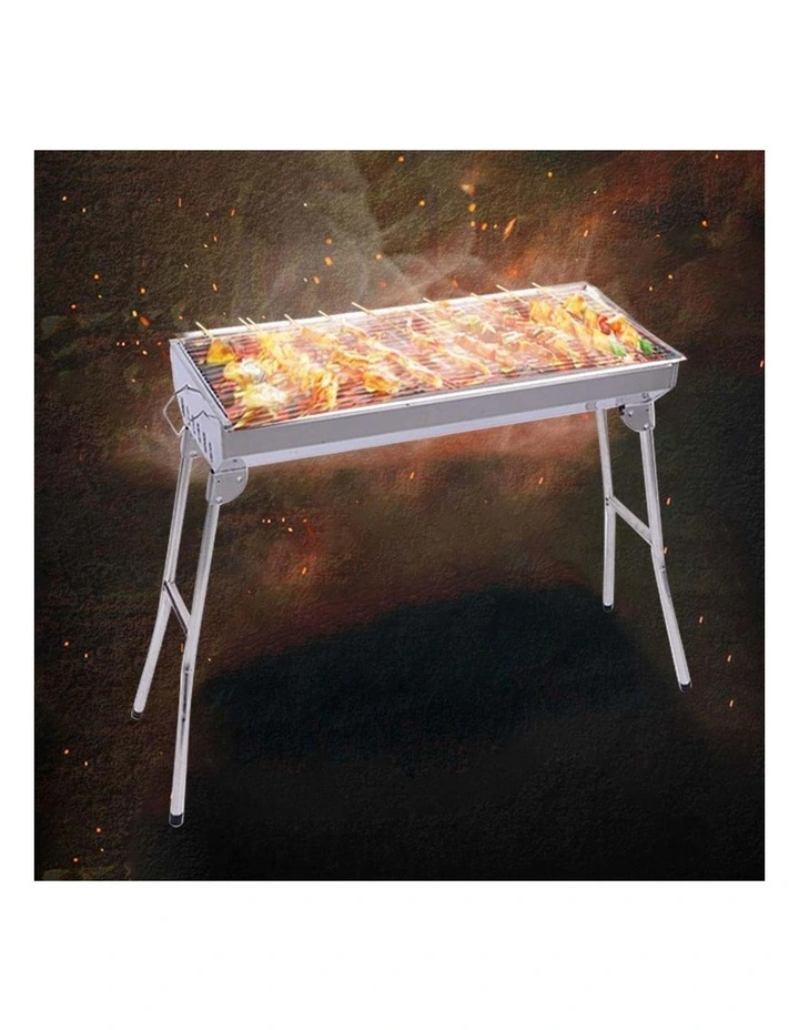SOGA 2x Skewers Grill Portable Stainless Steel Charcoal BBQ Outdoor 6-8 Persons image 2