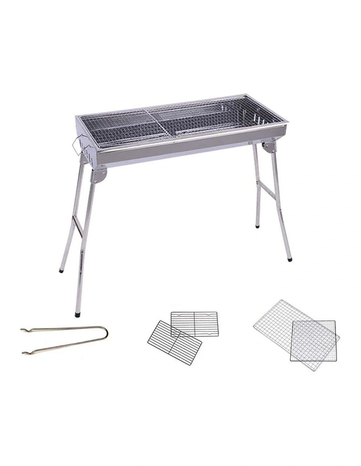 SOGA 2x Skewers Grill Portable Stainless Steel Charcoal BBQ Outdoor 6-8 Persons image 3