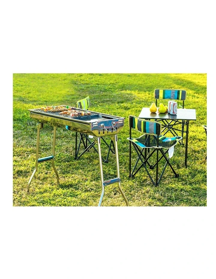 SOGA 2x Skewers Grill Portable Stainless Steel Charcoal BBQ Outdoor 6-8 Persons image 5