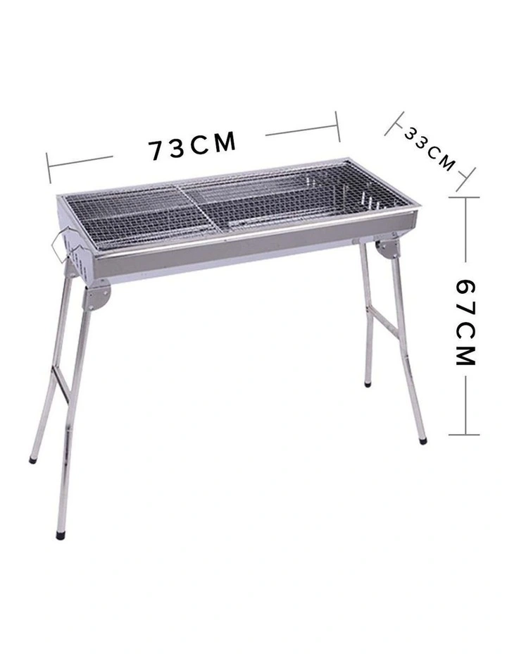 SOGA 2x Skewers Grill Portable Stainless Steel Charcoal BBQ Outdoor 6-8 Persons image 7