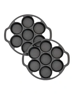 SOGA 2X 32cm Cast Iron Takoyaki Pan 7 Hole Octopus Ball Maker