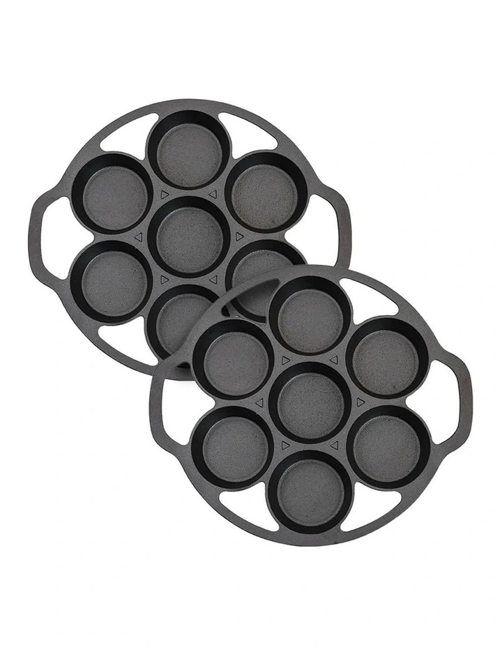 SOGA 2X 32cm Cast Iron Takoyaki Pan 7 Hole Octopus Ball Maker image 1