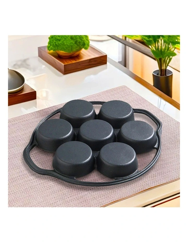 SOGA 2X 32cm Cast Iron Takoyaki Pan 7 Hole Octopus Ball Maker image 4
