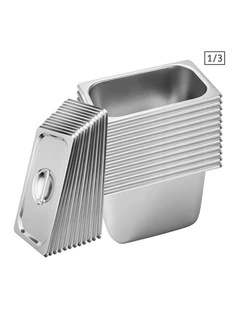 SOGA Stainless Steel Gastronorm Pan 1/3 200mm Deep with Lid