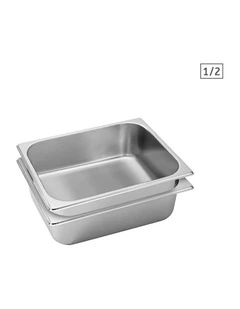 SOGA 2 Pack Stainless Steel Gastronorm Pans 1/2 100mm Deep with Lids