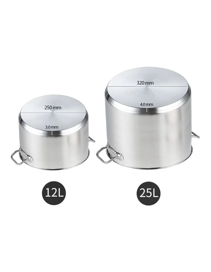 SOGA 18/10 Stainless Steel Stock Pot Set 12L & 25L image 4