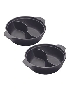 SOGA 2X 32cm Cast Iron Two-Section Shabu Shabu Hot Pot