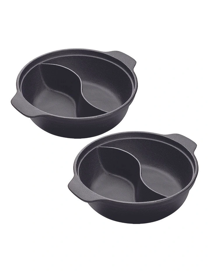 SOGA 2X 32cm Cast Iron Two-Section Shabu Shabu Hot Pot image 1