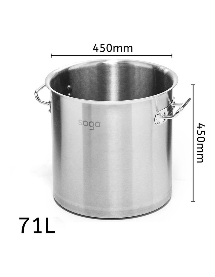 SOGA 18/10 Stainless Steel 71L Stock Pot Without Lid image 3