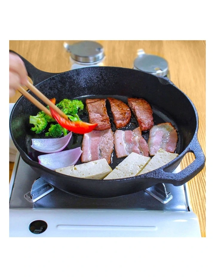 SOGA Round Cast Iron Sizzle Platter with Handle 30cm image 4
