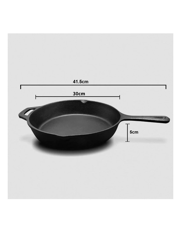 SOGA Round Cast Iron Sizzle Platter with Handle 30cm image 5