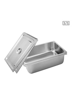 SOGA 2 Pack Stainless Steel Gastronorm Pans 1/1 200mm Deep with Lids
